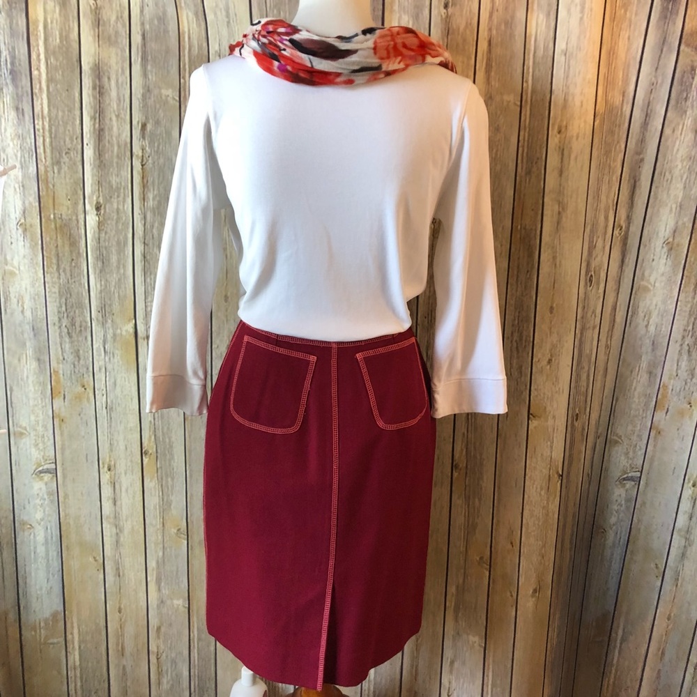 Anthropologie Beth Bowley Burgandy Wool Skirt - Picture 5 of 8